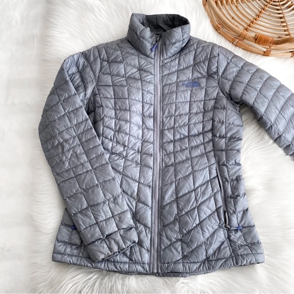The North Face Thermoball Trekker Puffer Jacket Gray Blue Zip Up - Picture 3 of 12
